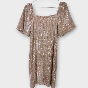 Julia Jordan Womens Dress Sz 10 Sequin Puff-Sleeve‎ Velvet Sheath Dress Wedding